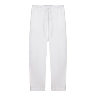 Semicouture Wide Trousers, female, White, Size: XL Cotton Poplin Trousers