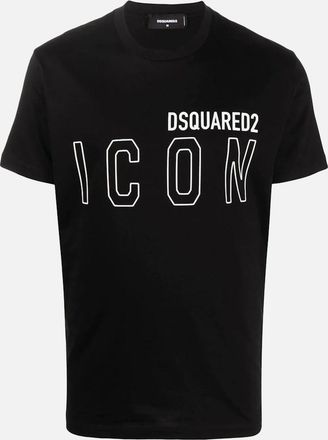 Dsquared2 Mens Dsquared2 Icon Outline Logo Print T-Shirt Black - Size: 38