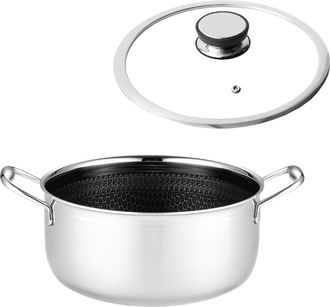 OEM Olla Profesional Mitsu De 2,8 L Y 20 Cm Con Tapa, Dise&ntilde;o De Panal, Apta Para Inducci&oacute;n Y Gas, De Acero Inoxidable