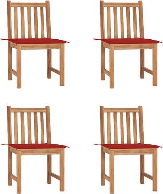 vidaXL Sillas De Jard&iacute;n 4 Unidades Madera Maciza De Teca Con Cojines Vidaxl