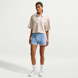 Nike Womens Nike Sportswear Chill Knit Mid-Rise Shorts in Blue | IM5500-486