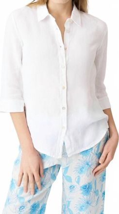 120% Lino Bria Linen Button-Up Shirt In White