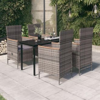vidaXL Juego De Comedor De Jard&iacute;n 5 Piezas Con Cojines Gris Vidaxl