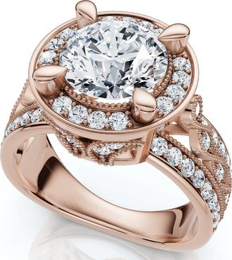 Pompeii3 Vintage Filigree Diamond Halo Engagement Ring 14k Two-Tone Gold