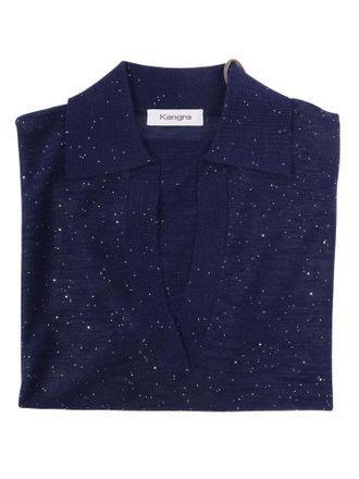 Kangra Cashmere Kangra kasjmier poloshirt Aperta M.Corta Con Micro Pailetten