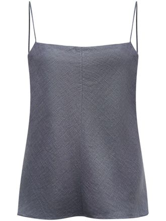 12 Storeez square-neck linen top - Grey