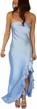Dress Forum Chelsea Ruffle Slit Dress In Blue