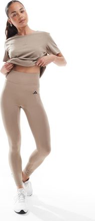 adidas adidas Training - Optime Essentials - Leggings a 7/8 senza cuciture anteriori marrone polvere