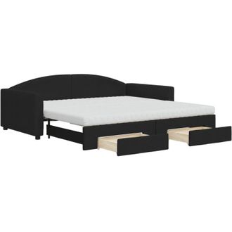 vidaXL Vidaxl - Sof&aacute; Cama Nido Con Cajones Tela Negro 100x200 Cm