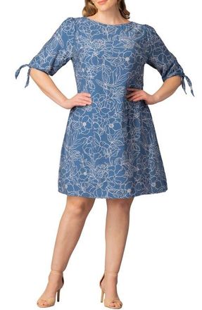 Kiyonna Manhattan Shift Dress in Blue Floral Print at Nordstrom, Size 4X
