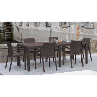 Dmora Tavolo da Esterno - 10 Posti Meccanismo Estensione Allunga Centrale, Marrone, -, 150x90x72h cm Aregua