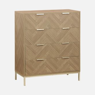 Sweeek Sweeek - C&oacute;moda De Espiga, 4 Cajones, Budapest, Natural, 80x40x95 Cm
