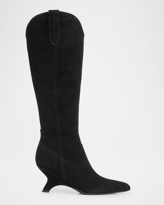 SIMKHAI Shadow Suede Western Knee Boots