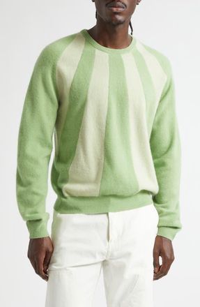 Frenckenberger Mini Sunray Stripe Cashmere Crewneck Sweater in Green/Pastel Green at Nordstrom, Size X-Large