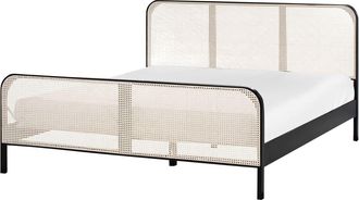 Beliani Cama matrimonial de madera negro 180x200