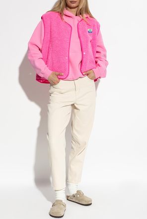 American Vintage Furry Vest With Logo Patch, Womens, Pink