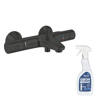 GROHE Precision Start Mezclador Termost&aacute;tico Para Ba&ntilde;o Y Ducha Negro + Limpiador Grohclean