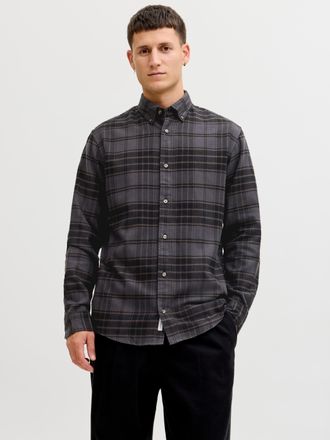 Jack & Jones Langarmhemd JACK & JONES JPRBLUBARKLEY FLANNEL X-MAS L/S SHIRT CH, Herren, Gr. S, N-Gr, schwarz, Web, Obermaterial: 100% Baumwolle, kariert, regular f