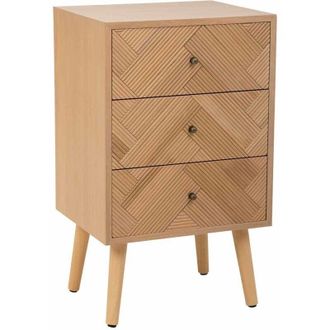 Wanderlust Deco Mesita De Madera Con 3 Cajones 42x34x70