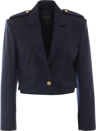 Pinko Cropped Tailored Blazer With Structured Lapels And Flap Pockets
