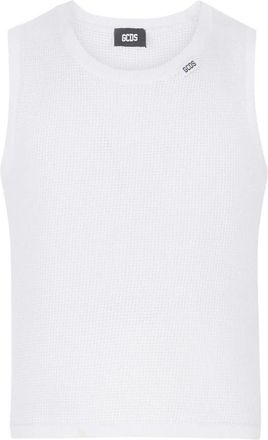 GCDS Open Knit Tank Top - Heren - Tops zonder mouwen - Wit - S - Katoen - Tops