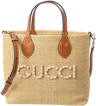 Gucci Small Leather-Trim Tote
