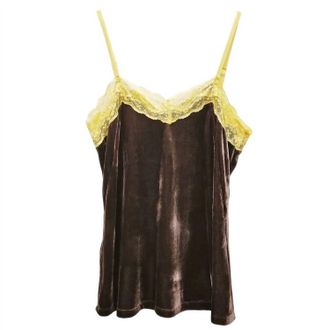 Aratta Womens Velvet Lace Trim Cami In Brown