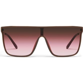 Quay Nightfall Remixed 138mm Shield Sunglasses in Dark Brown/Rouge Glow at Nordstrom