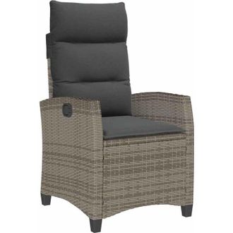 vidaXL Vidaxl - Silla De Jard&iacute;n Reclinable Con Mesa Auxiliar Rat&aacute;n Gris