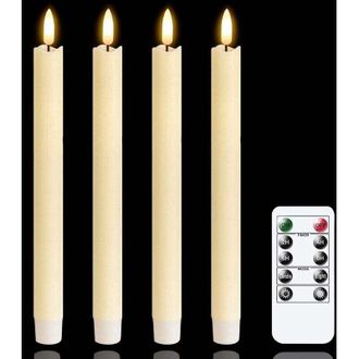 OEM Candele Led Senza Fiamma Con Timer Remoto, Candele A Led Avorio Tremolanti A Batteria Per Finestre, Set Da 6 Candele Senza Fiamma In Vera Cera (2 X 25