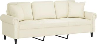 vidaXL Sof&aacute; De 3 Plazas Con Cojines Terciopelo Color Crema 180 Cm Vidaxl