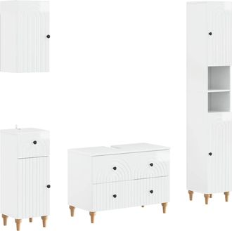 vidaXL Juego De Armarios De Ba&ntilde;o De 4 Piezas Alkmaar Blanco Brillante Vidaxl