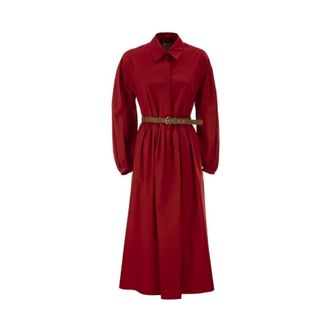 Max Mara Shirt Dresses, female, Red, Size: XS Mstmarmo Cotton Shirt Dress