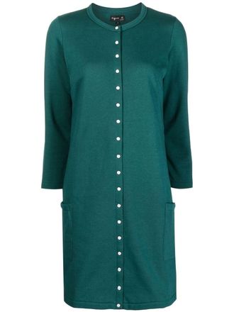 agnès b. three-quarter sleeve mini dress - women - Cotton - 2 - Green