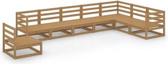 vidaXL 8 Piece Garden Lounge Set Honey Brown Solid Pinewood Vidaxl