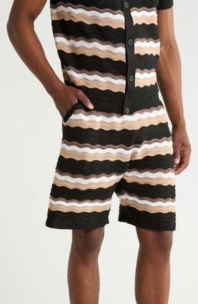 T.R. Premium Textured Knit Striped Shorts in Black at Nordstrom Rack, Size Xxx-Large