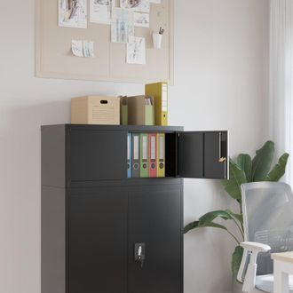 Berkfield Home File Cabinet Black 90x40x40 cm Steel | Size: 90 x 40 x 40 cm