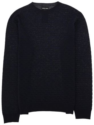 Giorgio Armani Textured Crew Neck Sweater In Virgin Wool