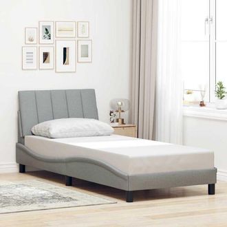 vidaXL Estructura De Cama Sin Colch&oacute;n Tela Gris Claro 90x200 Cm Vidaxl