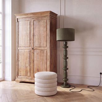 Maisons du monde L&aacute;mpara de pie de metal caqui y pantalla verde Alt. 157 cm