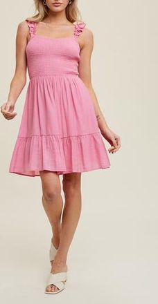 Wishlist Smocked Ruffle Minidress in Hibiscus at Nordstrom Rack, Size Medium