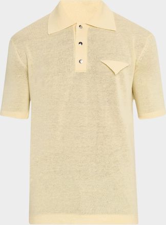 Bottega Veneta Mens Linen-Knit Polo
