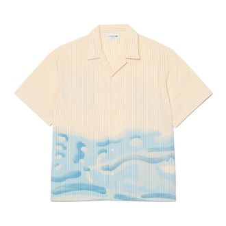 Lacoste Relaxed Fit Gestreept Krokodil Shirt - Heren - Korte mouwen Overhemden - Veelkleurig - L - Linnen - Overhemden