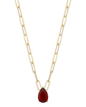 Sphera Milano 14K Over Silver Pear Cz Paperclip Necklace