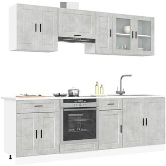 vidaXL Vidaxl - Set Mobili da Cucina 8 pz Kalmar Grigio Cemento in Truciolato