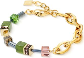 Coeur de Lion Geocube Chunky Chain Gold Bracelet in Green at Nordstrom, Size 8.25