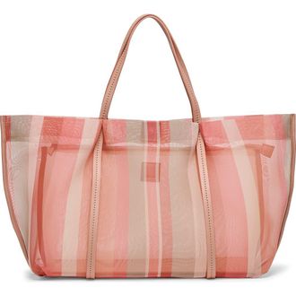Dolce Vita Aislin Mesh Tote Bag in Coral Stripe at Nordstrom