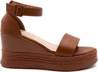 Alviero Martini 1A Classe Platform Wedge Sandaal - Dames - Sleehakken - Bruin - 39 EU - Polyester - Schoenen