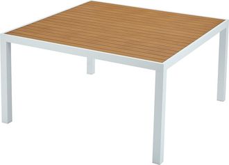Vente-Unique Mesa de comedor de jard&iacute;n cuadrada de aluminio L.140 cm - Natural claro y blanco - MACILA de MYLIA
