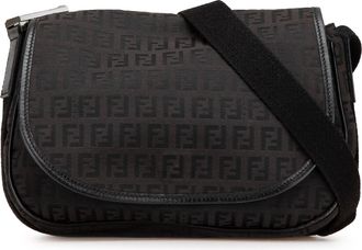 Fendi Pre-owned Womens Saddle Bag Crossbody - Black Textile - One Size